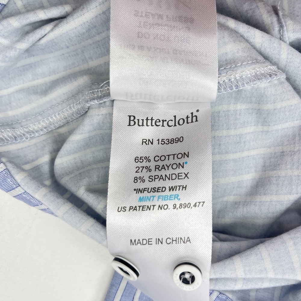 Buttercloth Dress Shirt Mens 2XL Blue Stripe Icy Cotton Regular Fit Stretch - Picture 13 of 13
